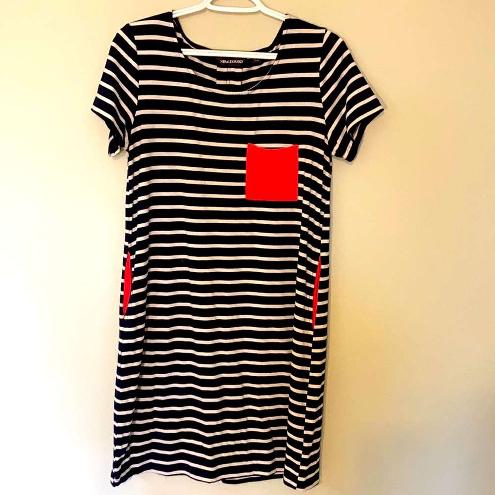 Navy stripe cotton dress